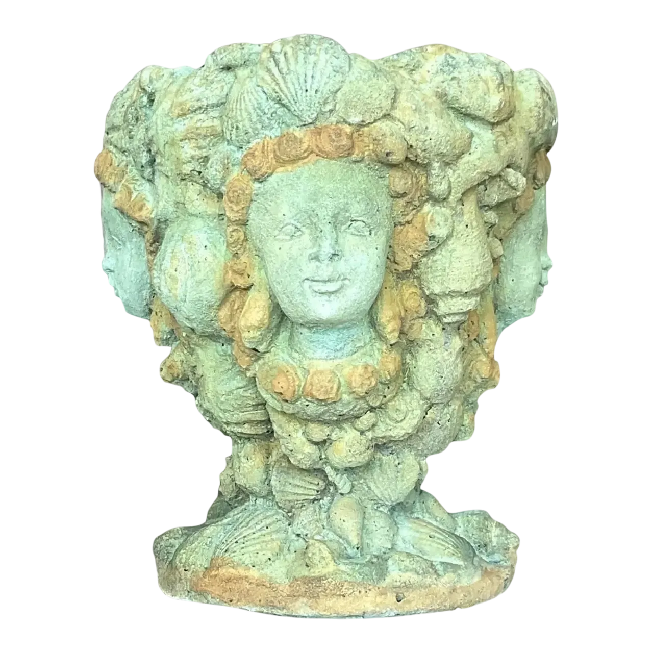 Vintage Boho Tinted Cast Concrete Mermaid Planter