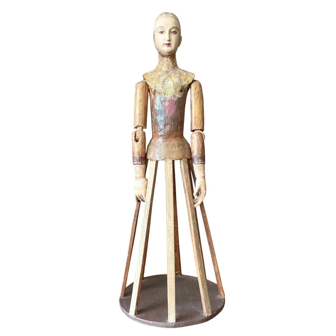 Vintage Boho Wooden Crèche Santos Cage Doll