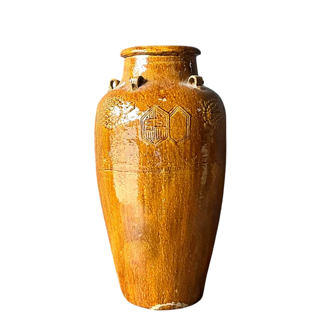 Vintage Boho Glazed Ceramic Urn