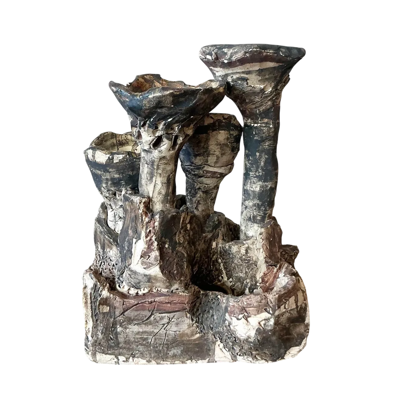 Vintage Boho Abstract Studio Pottery Vase - Ceramic, 11.25W x 14.75H