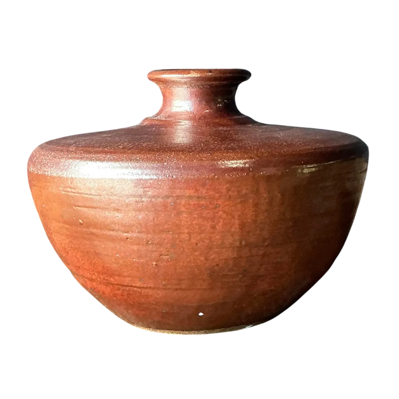 Vintage Boho Original Studio Pottery Vase - Terracotta, 6.75W x 5H