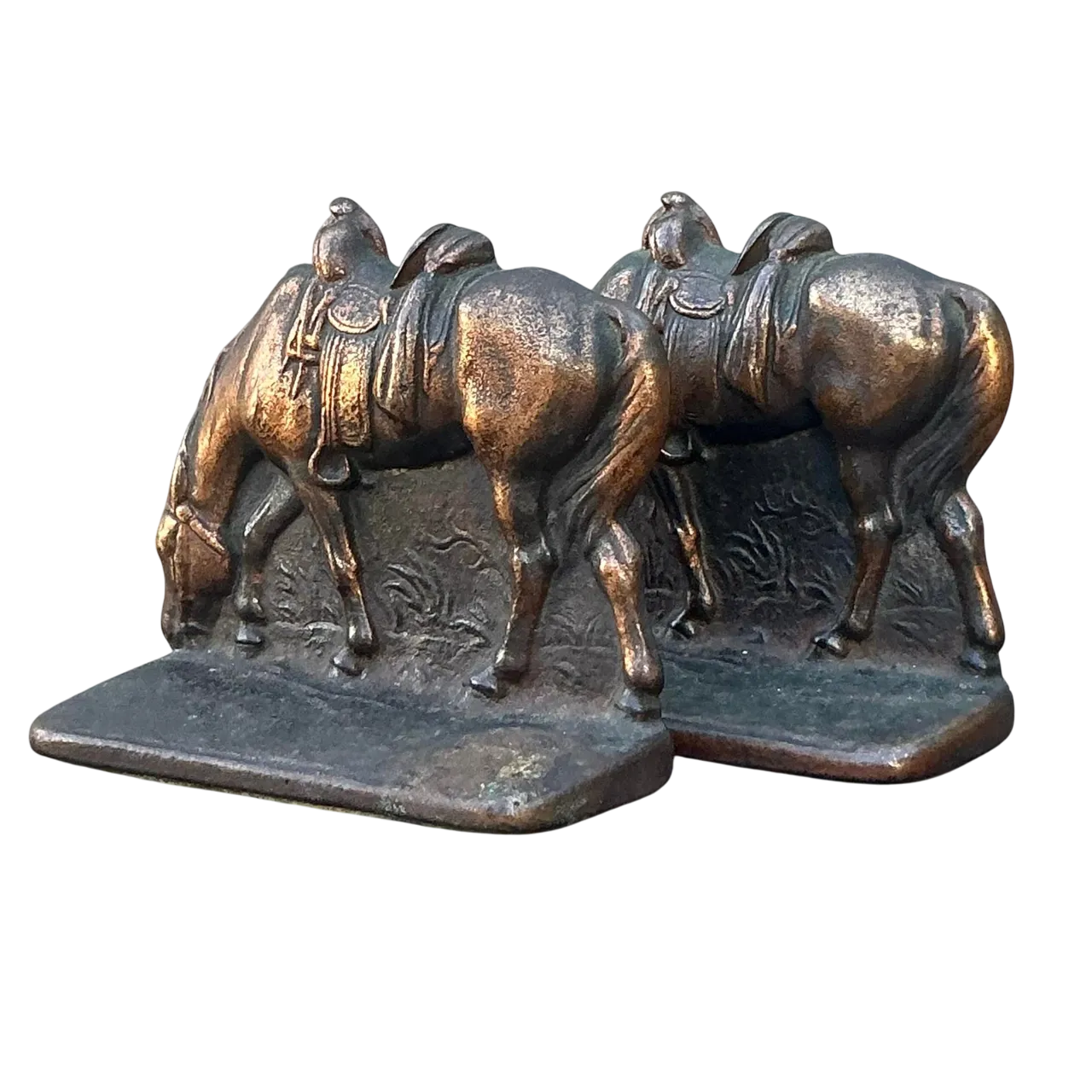 Vintage Boho Cast Horse Bookends - Set of 2