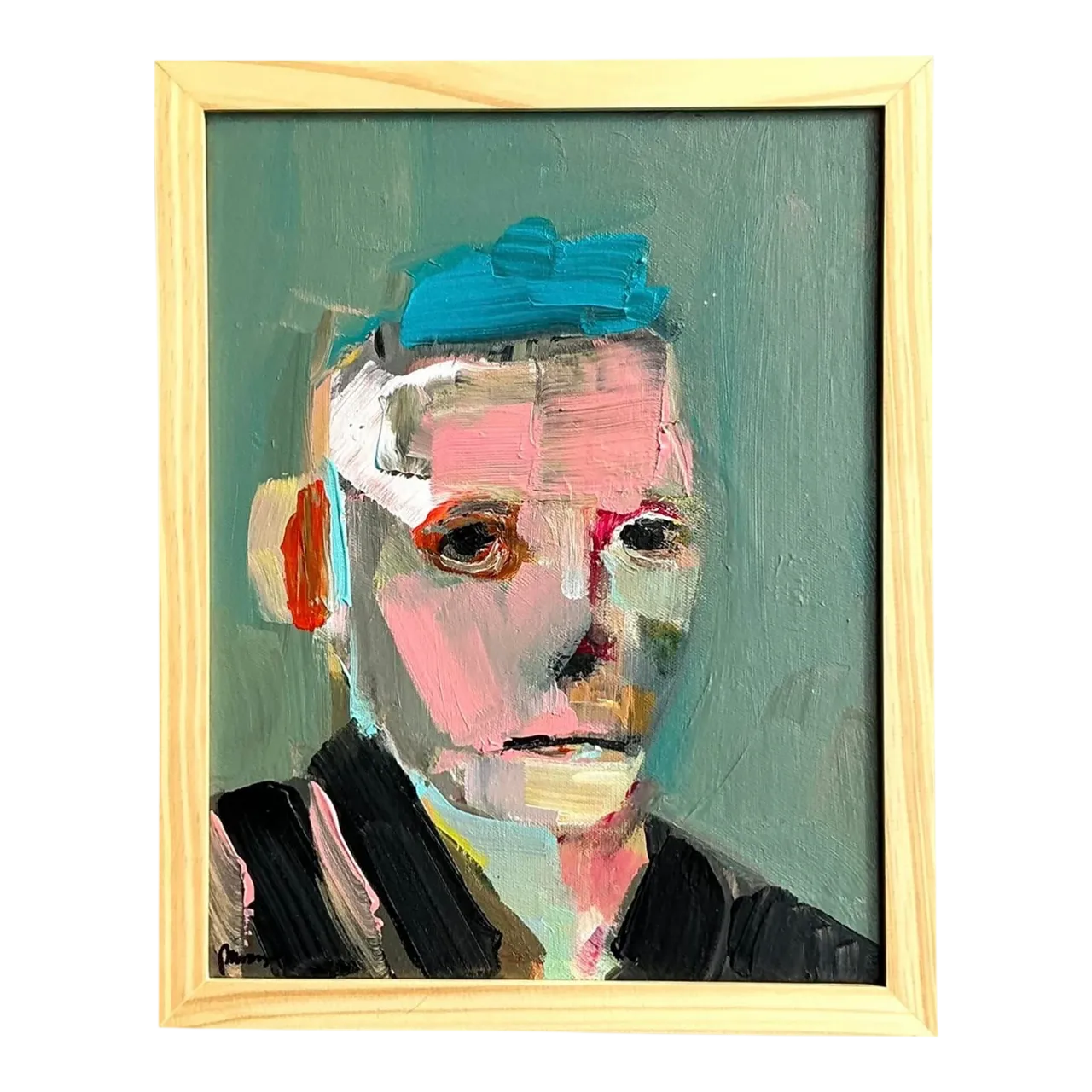 Vintage Boho Abstract Figurative Portrait on Canvas