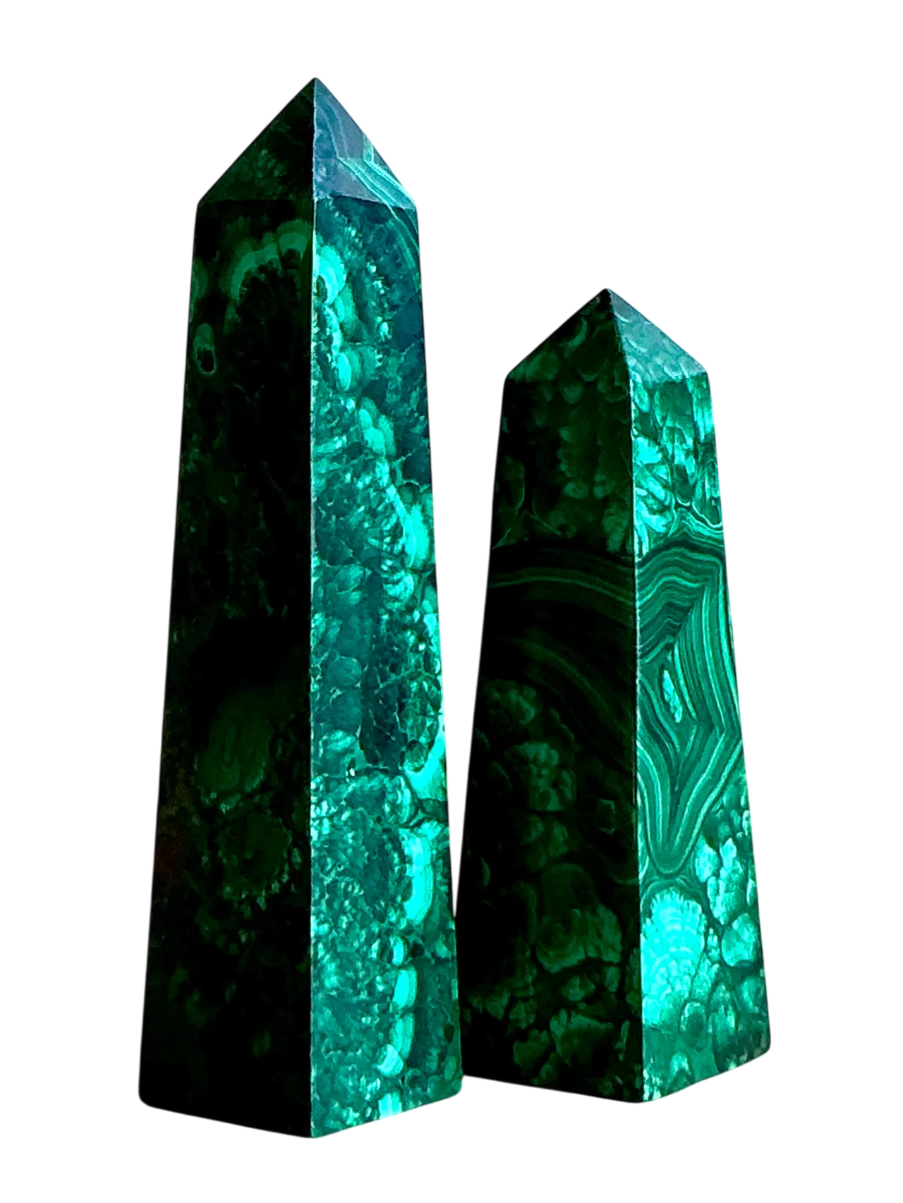 Vintage Boho Malachite Obelisk- a Pair