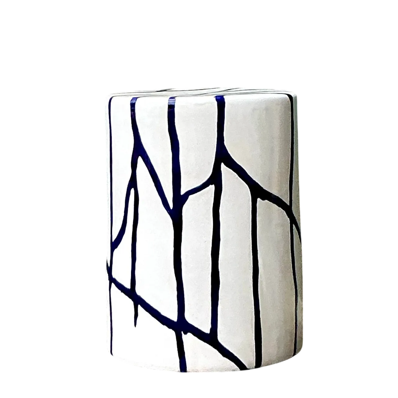 Vintage Boho Glazed Ceramic Low Stool