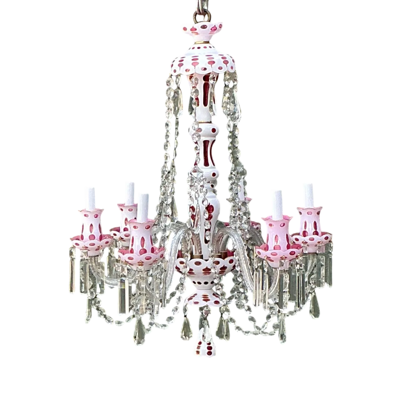 Vintage Check Cut Crystal Swag Chandelier