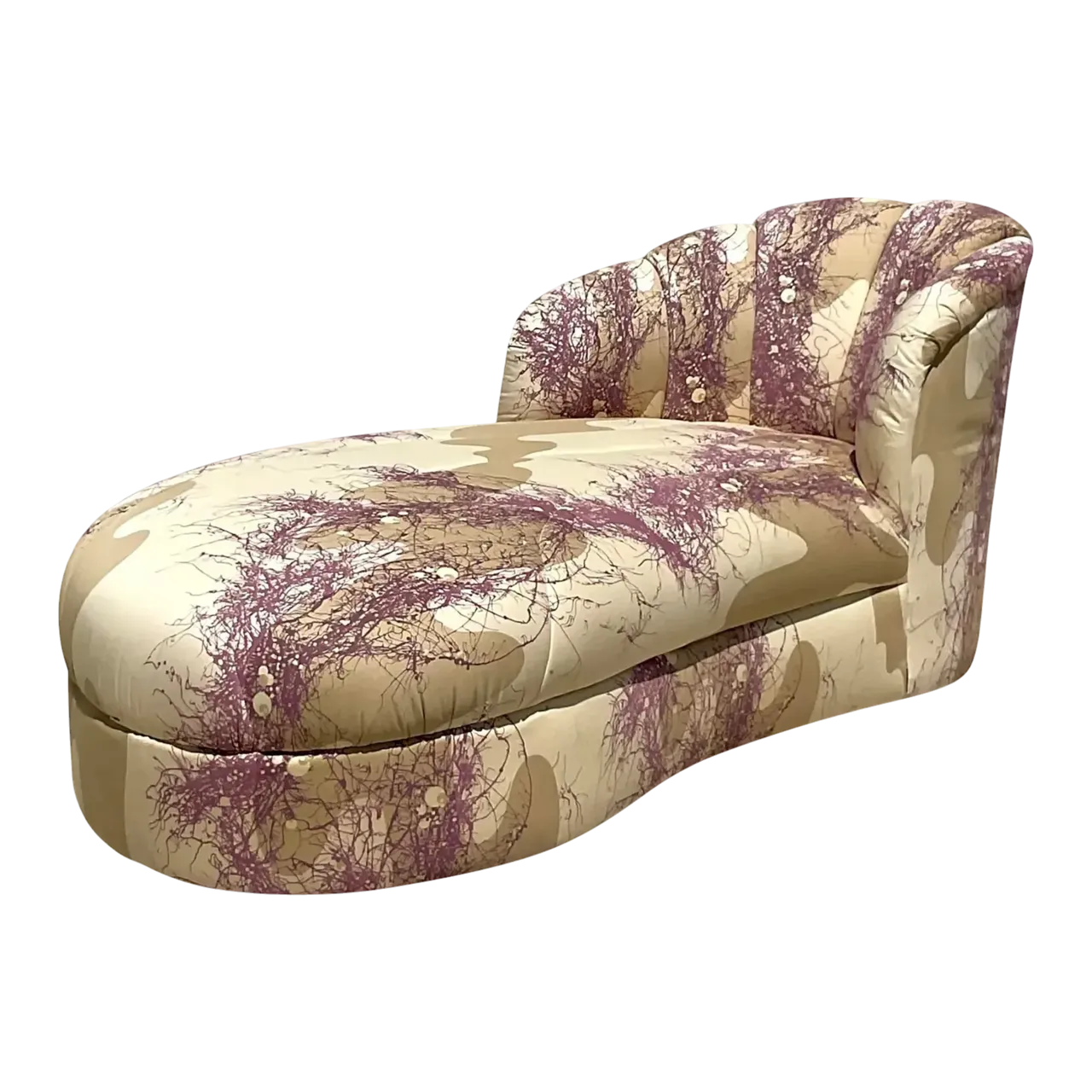 1980s Vintage Custom Channel Tufted Chaise Lounge