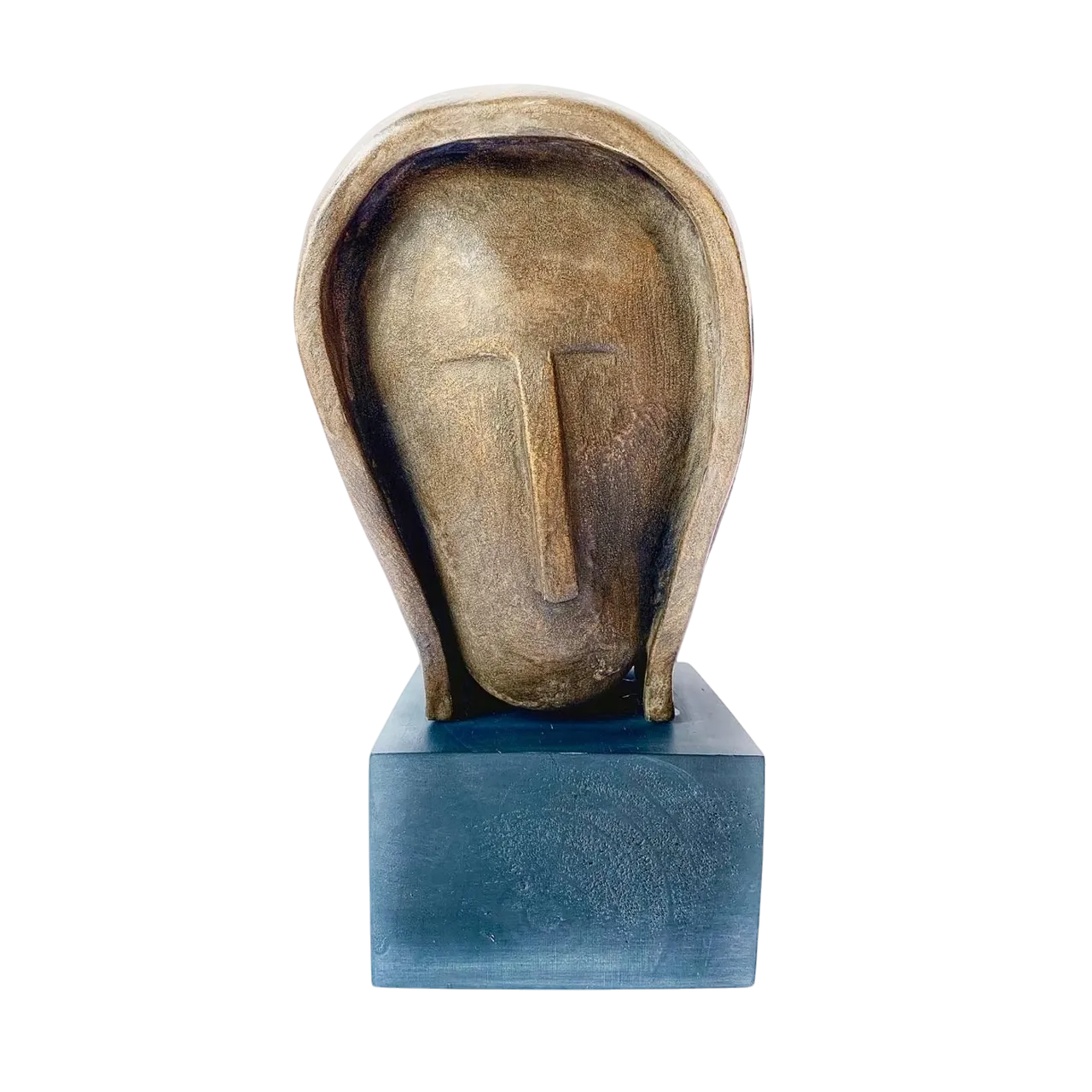 Abstract Sculpture of Woman’s Head Signed J. Dersh