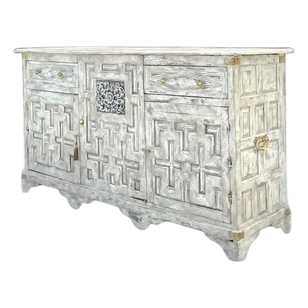 Antique Boho 19th Century Carved Tall Credenza