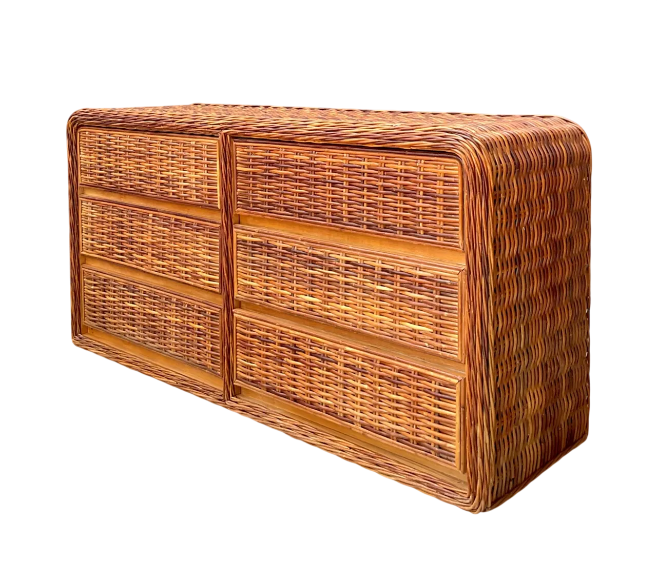 Vintage Woven Rattan Dresser - Rattan, 60W x 29.75H