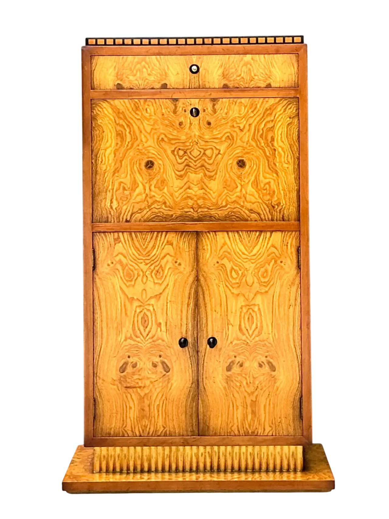 Vintage Art Deco Burlwood Secretaire Cabinet