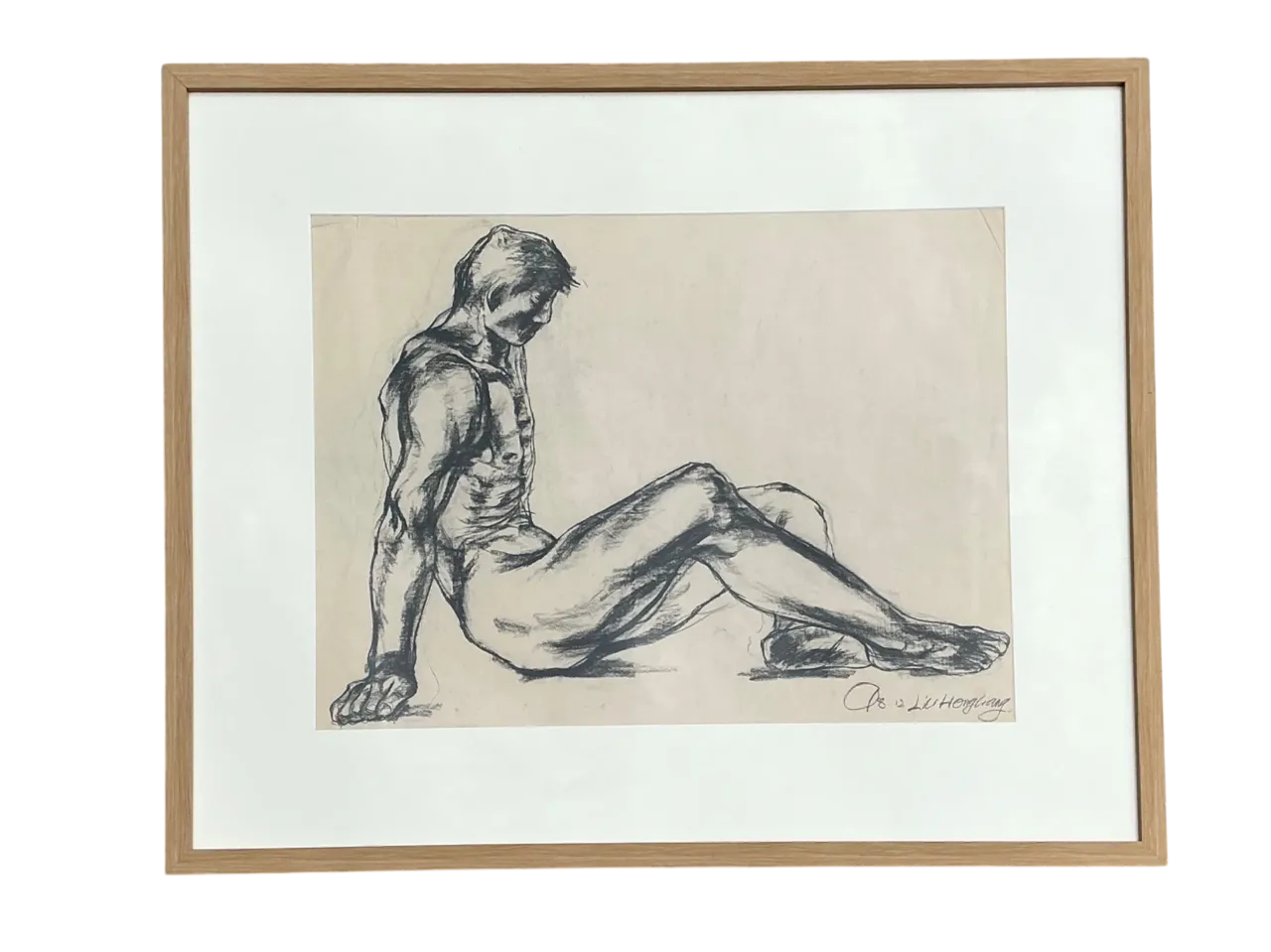 Vintage Original Nude Drawing Of Man On Paper