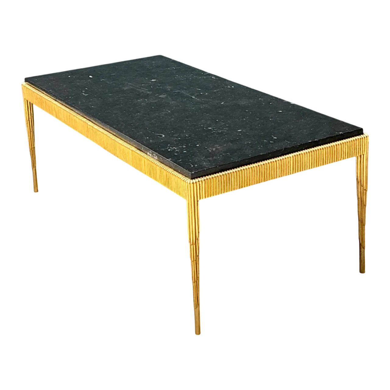 Vintage Gilt Metal and Stone Cocktail Table