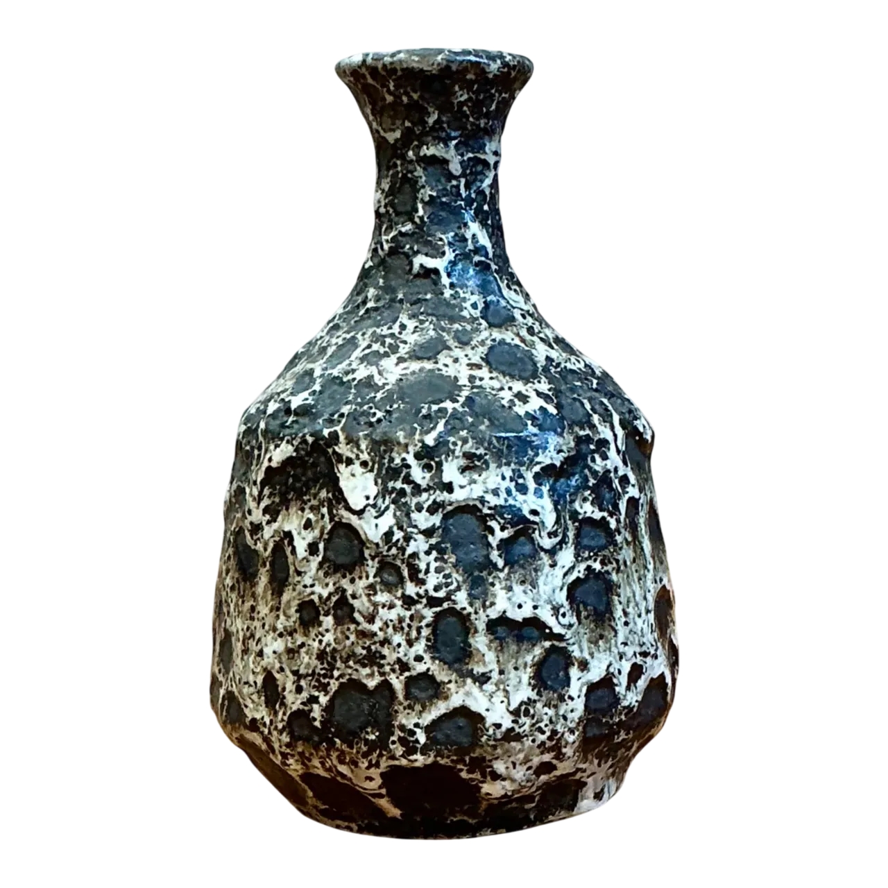 Vintage Black and White Textured Ceramic Vase