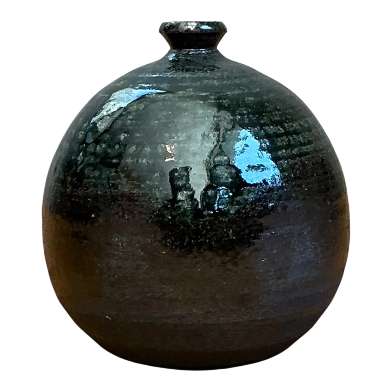Vintage Original Studio Pottery Green Glaze Weed Vase