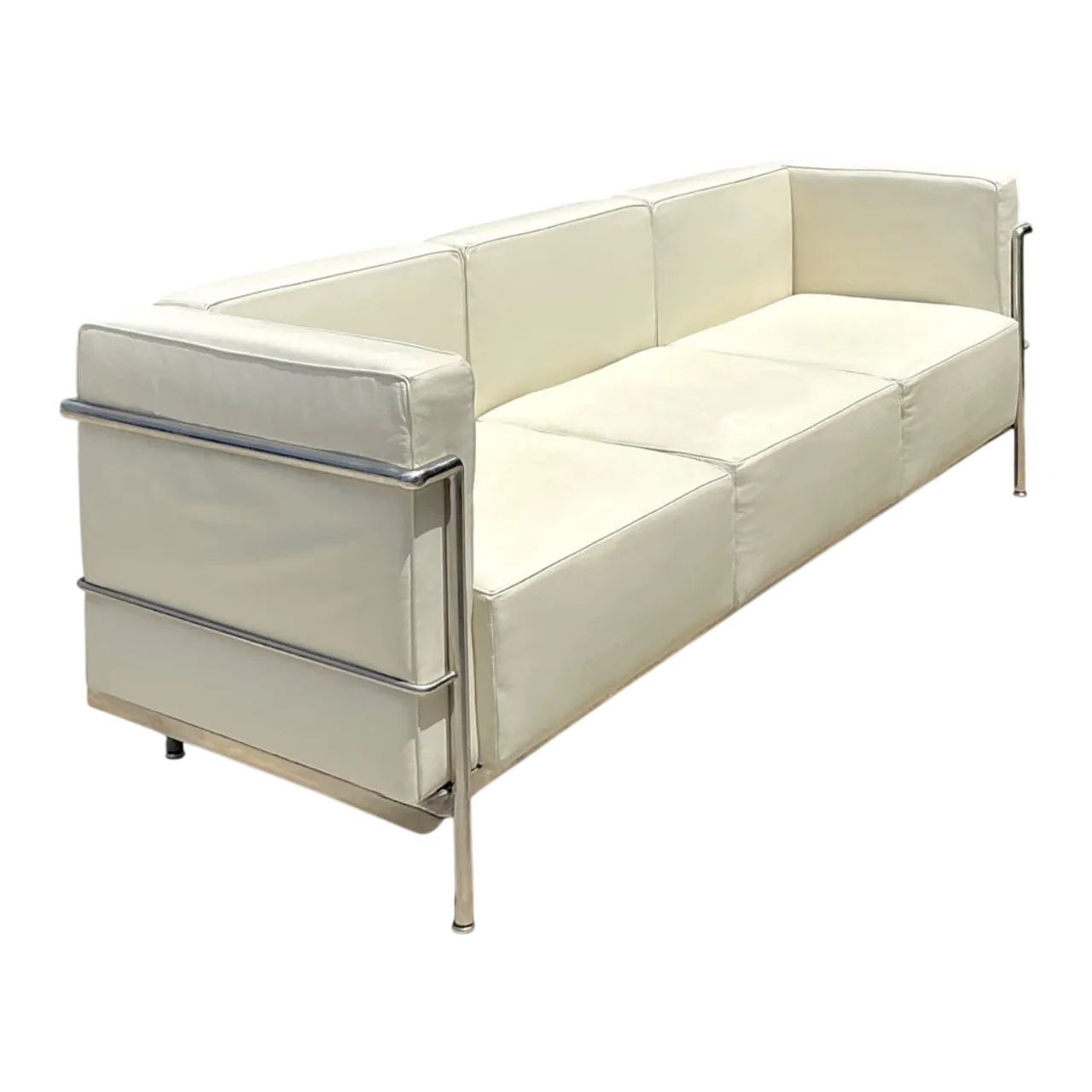 Vintage Chrome Frame Sofa After Le Corbusier