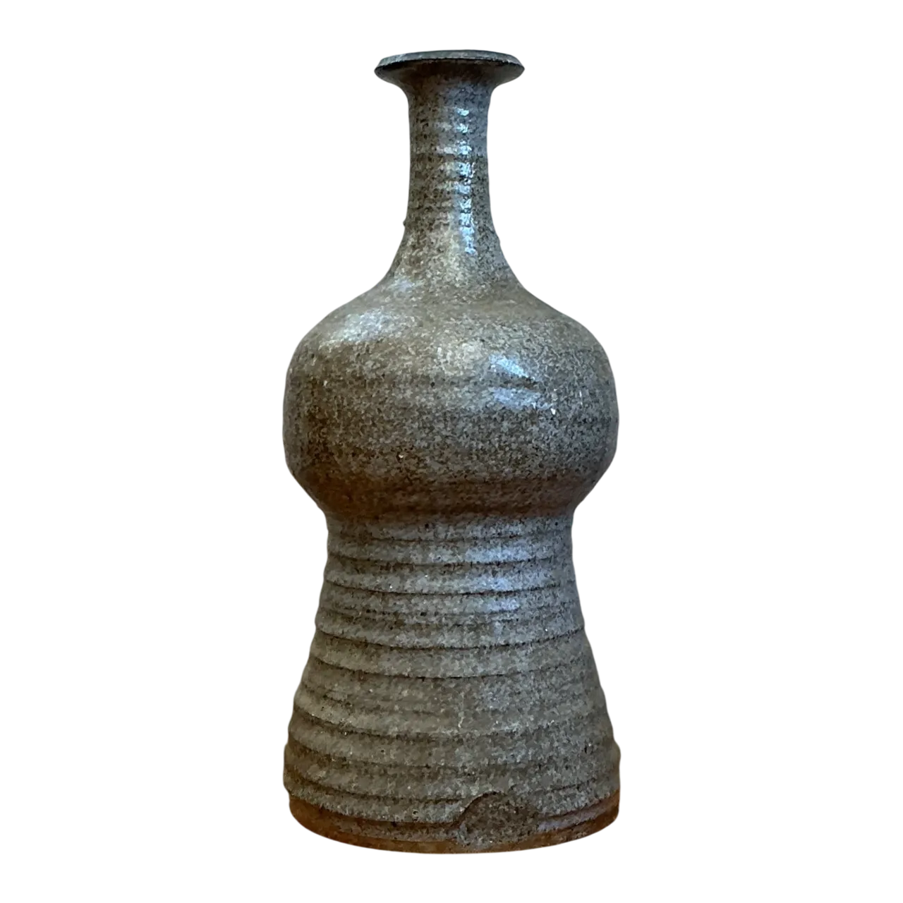 Vintage Textured Studio Pottery Vase - Stoneware, 5.25W x 11.5H