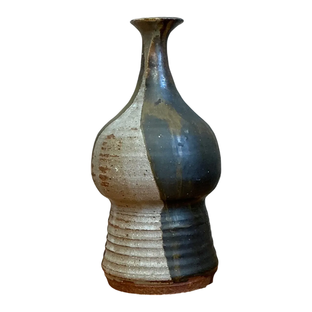 Vintage Textured Studio Pottery Vase - Stoneware, 5W x 9.75H