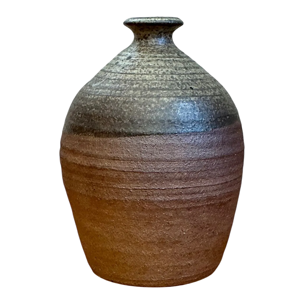 Vintage Textured Studio Pottery Vase - Stoneware, 4.5W x 6.25H