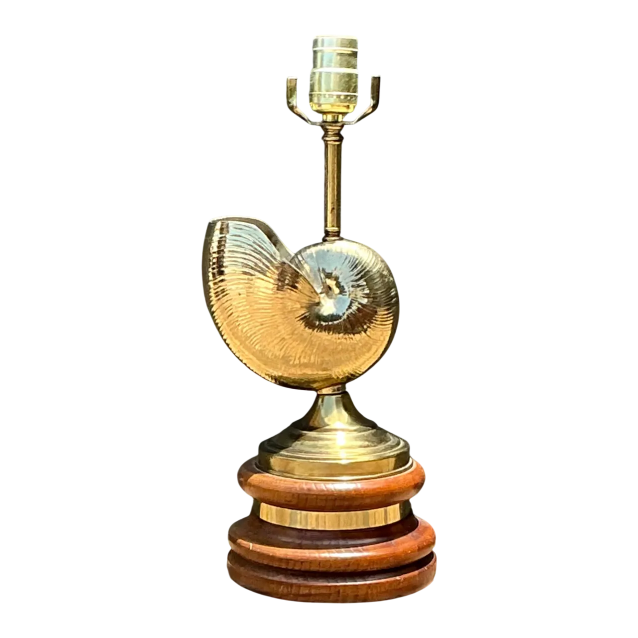 Vintage Brass Nautilus Shell Table Lamp