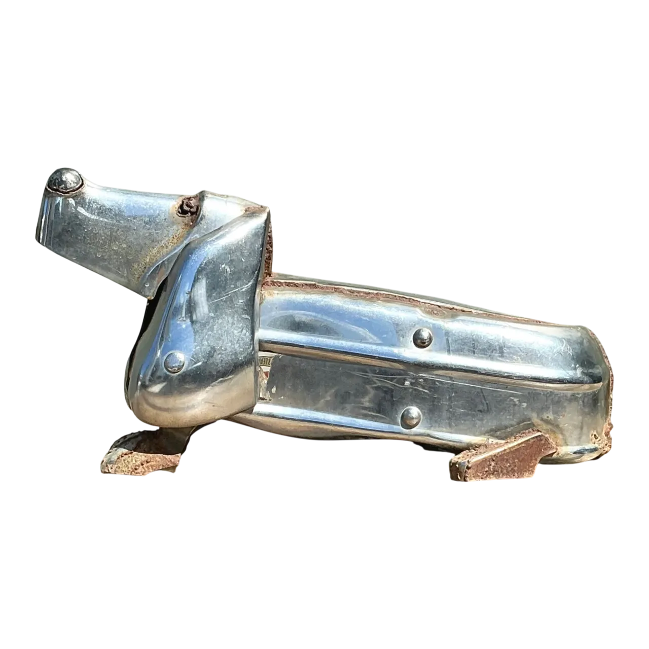 Vintage Chrome Bumper Abstract Dachshund Sculpture