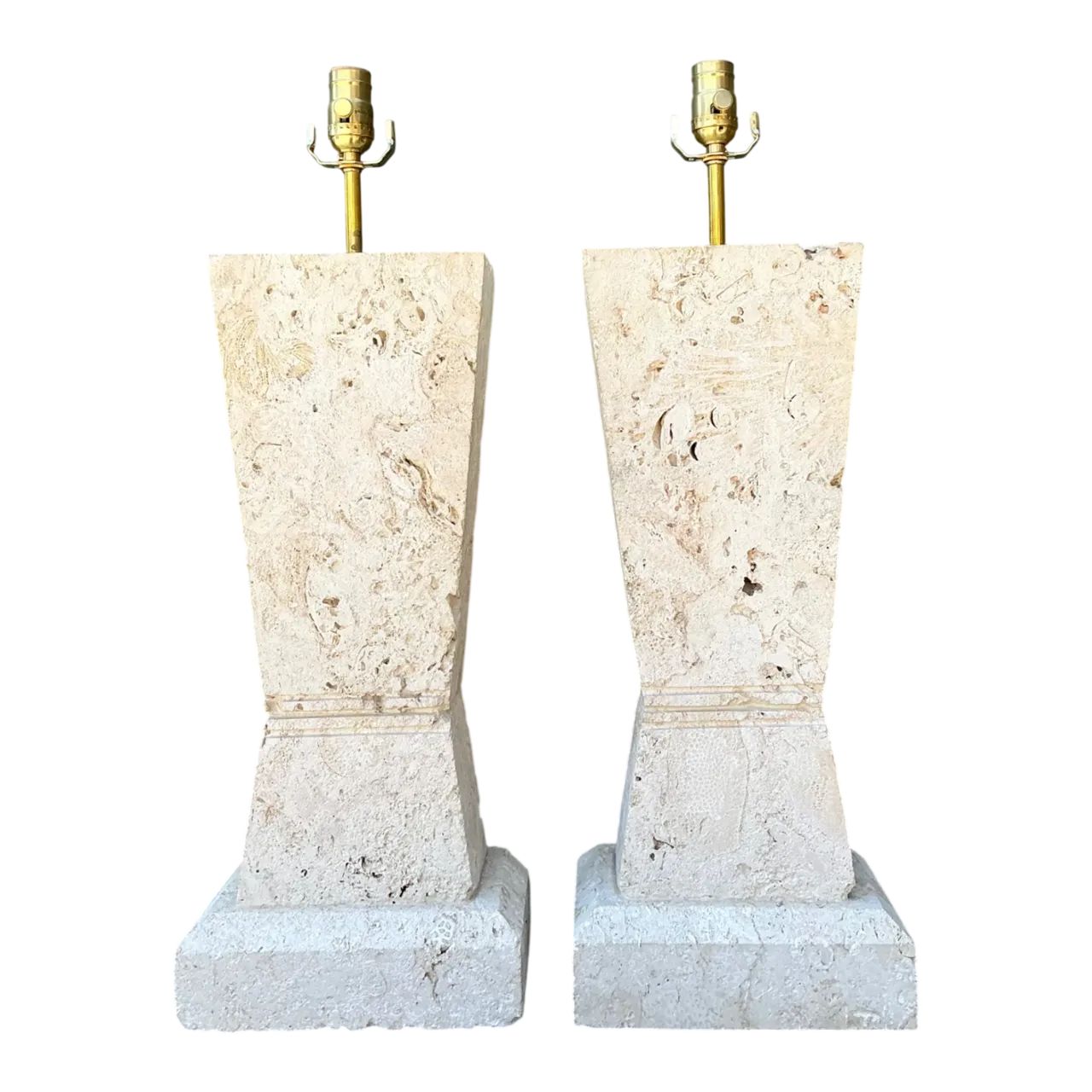 Vintage Cut Coral Table Lamps - A Pair