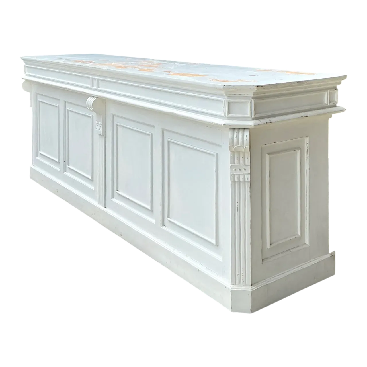 Vintage Architectural Distressed Wood Display Counter