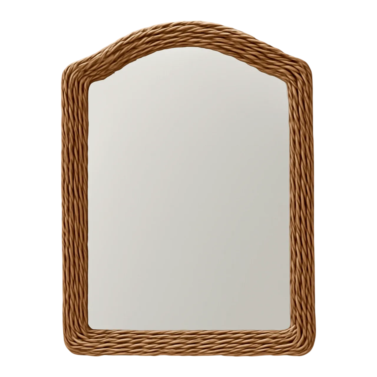 Vintage Arched Rattan Wall Mirror