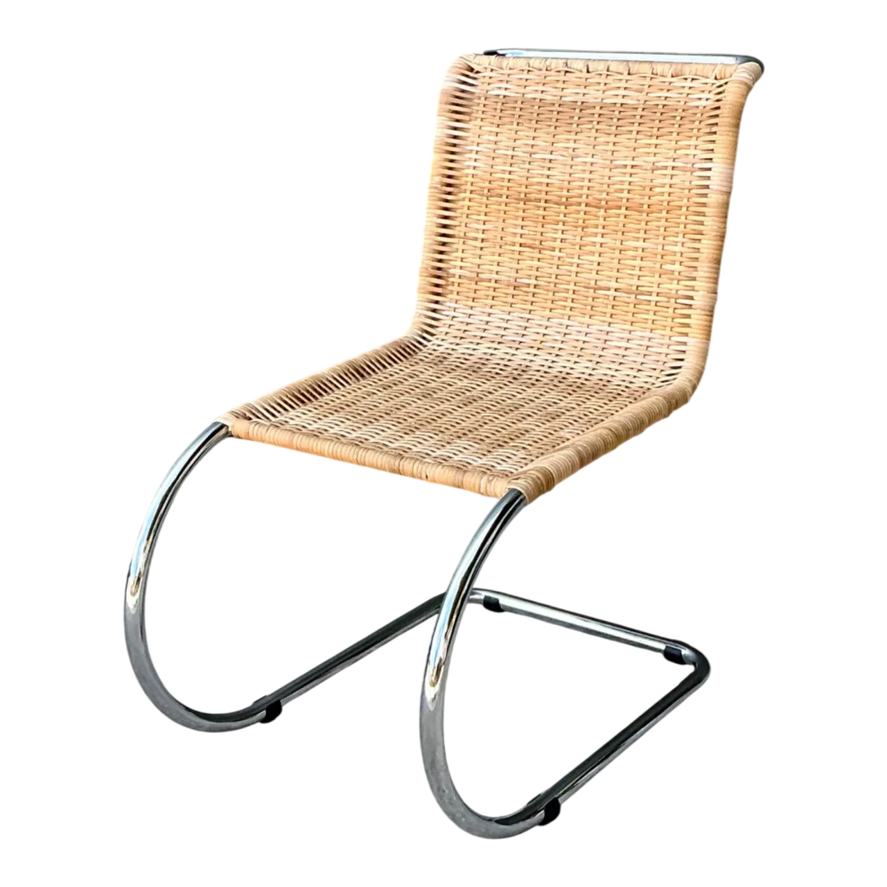 Vintage Mies Van Der Rohe For Knoll Woven Rattan Cantilevered Chair
