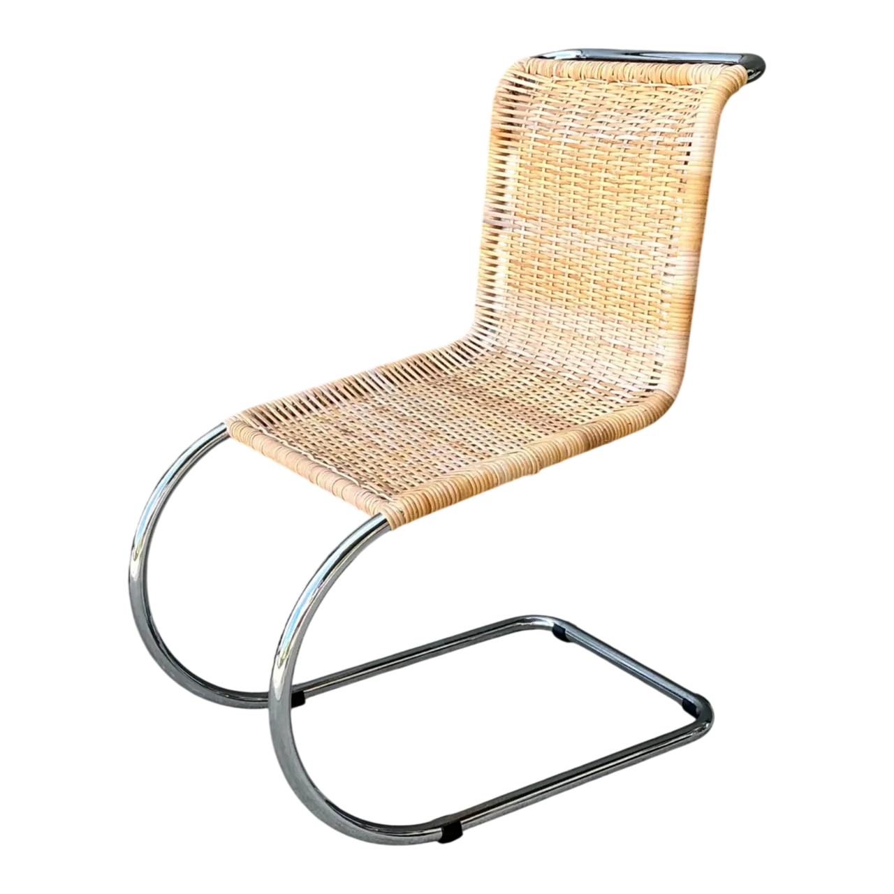 Vintage Mies Van Der Rohe For Knoll Cantilevered Chrome And Rattan MR Chair