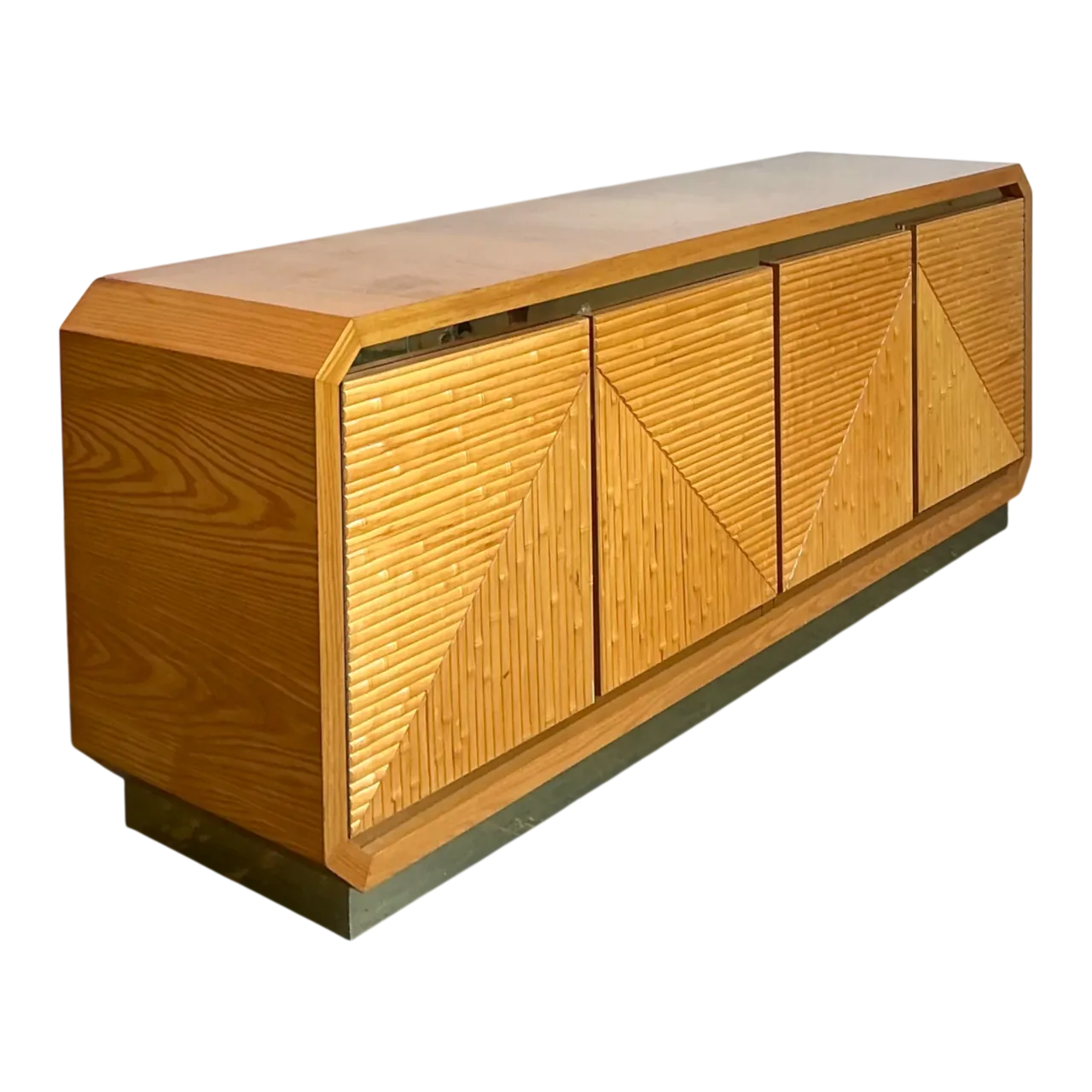 Vintage Geometric Bamboo Credenza