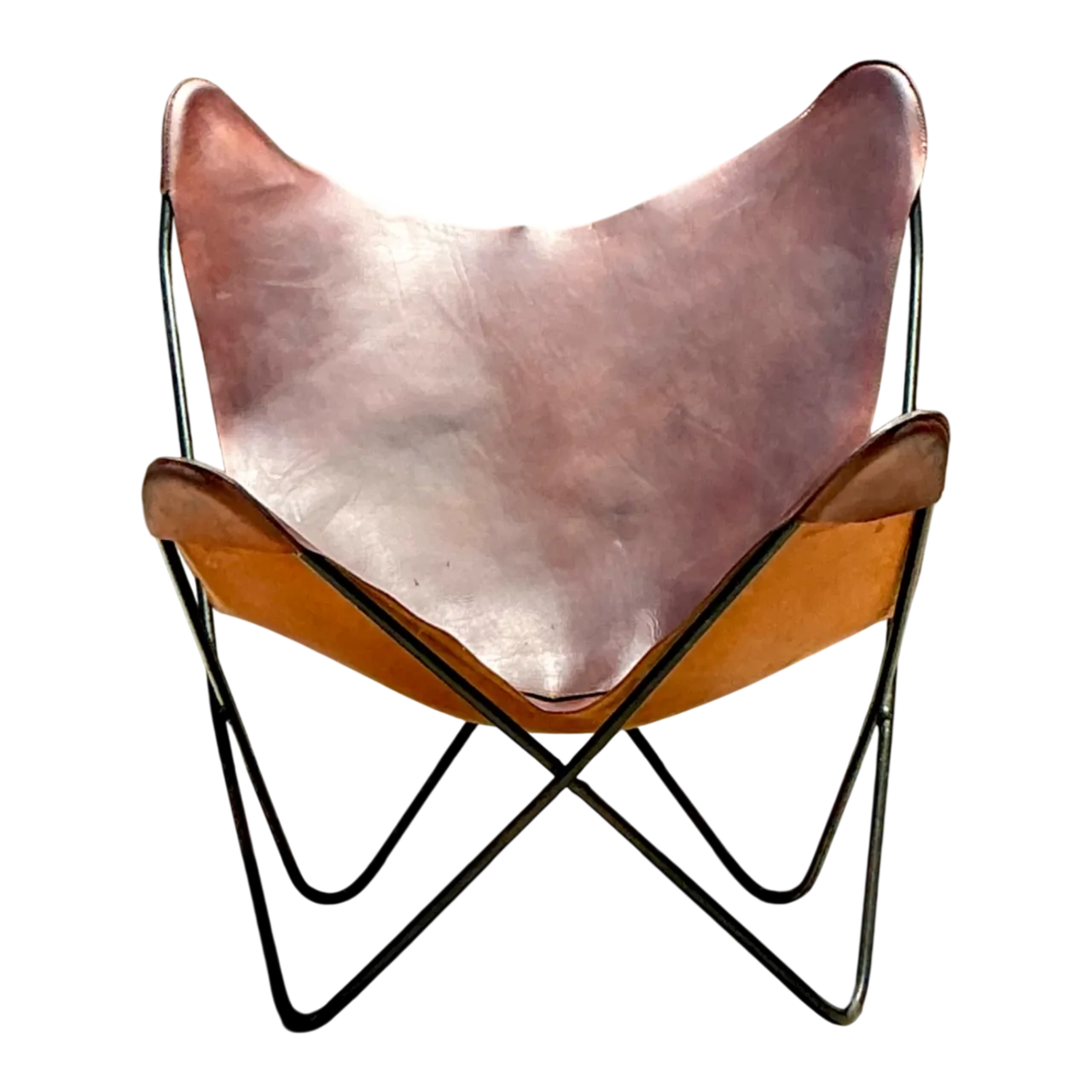Vintage Leather and Metal Butterfly Chair