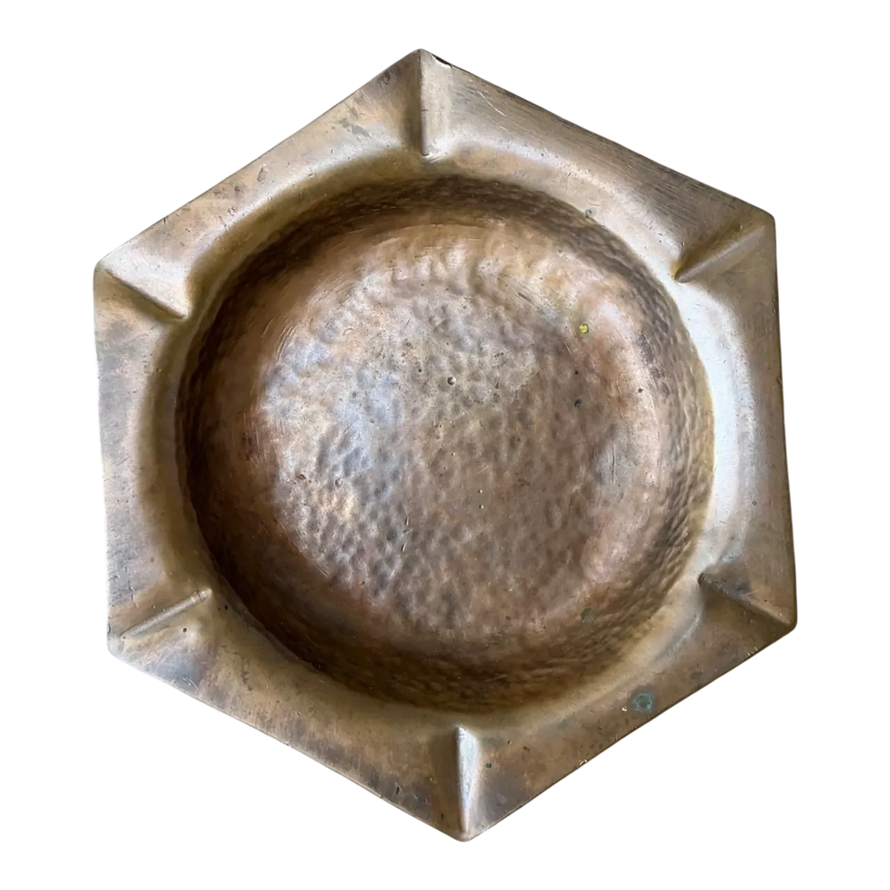 Vintage Hexagonal Hammered Copper Ashtray