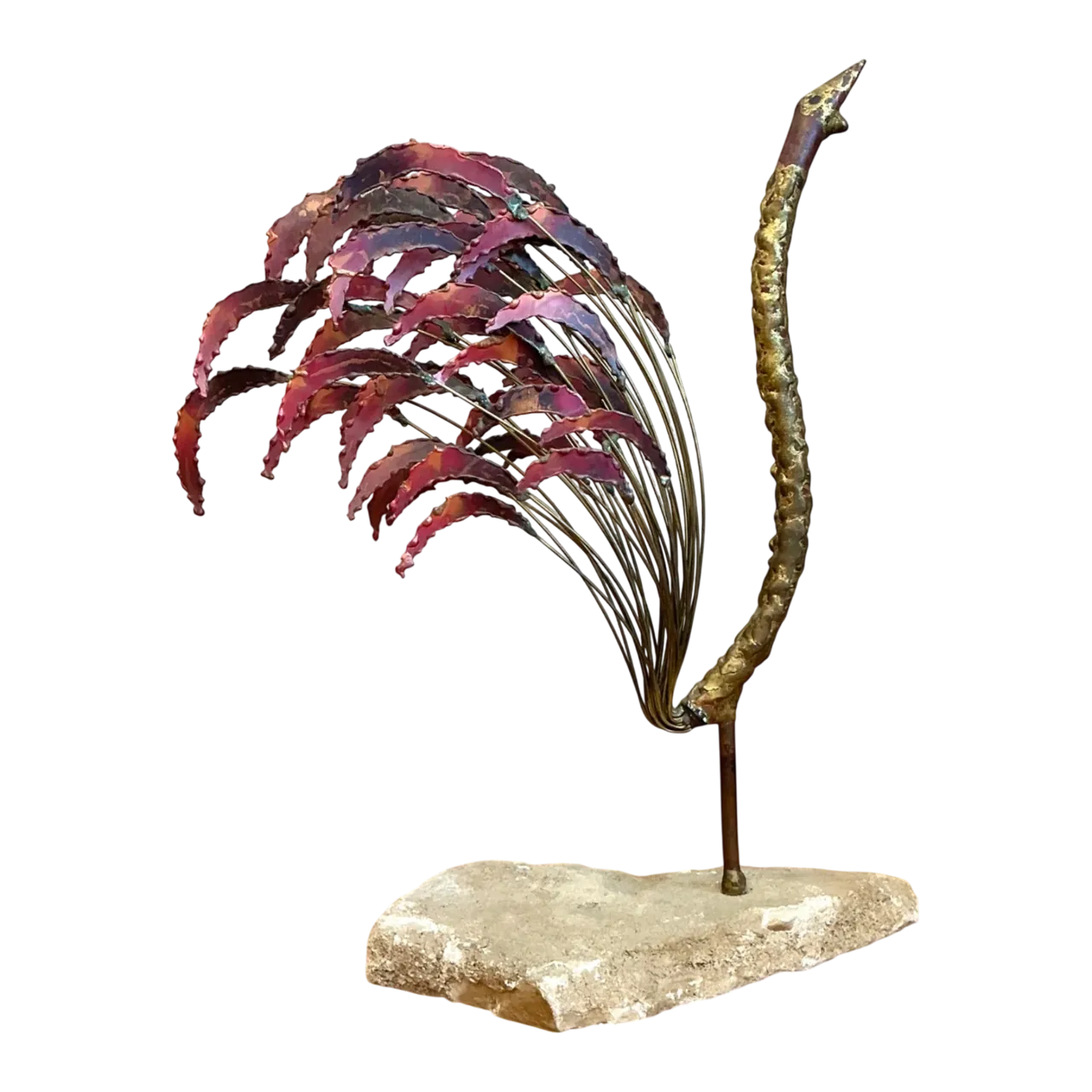 Mid-Century Modern Abstract Metal Rooster Sculpture