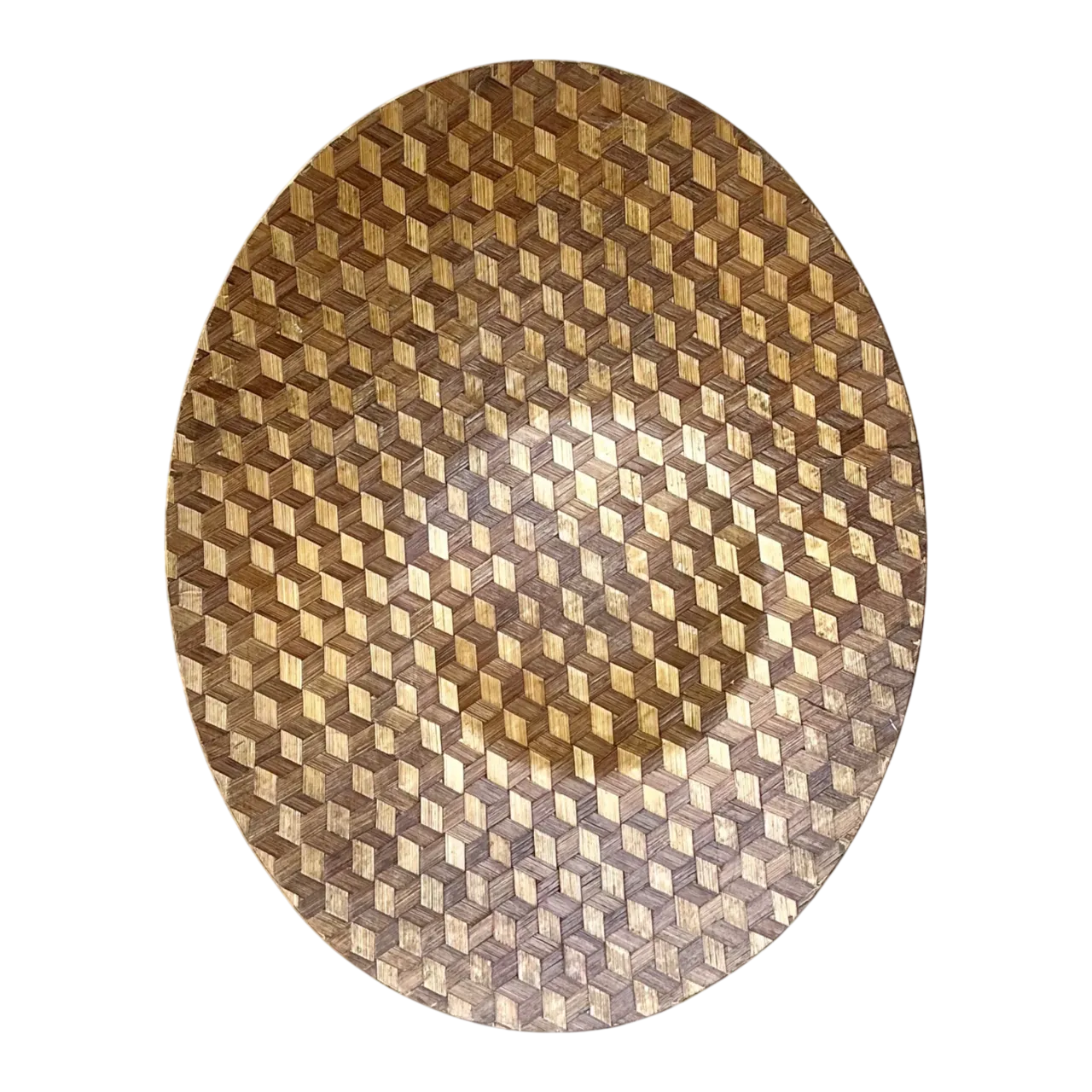 Vintage Geometric Wood Inlay Tray