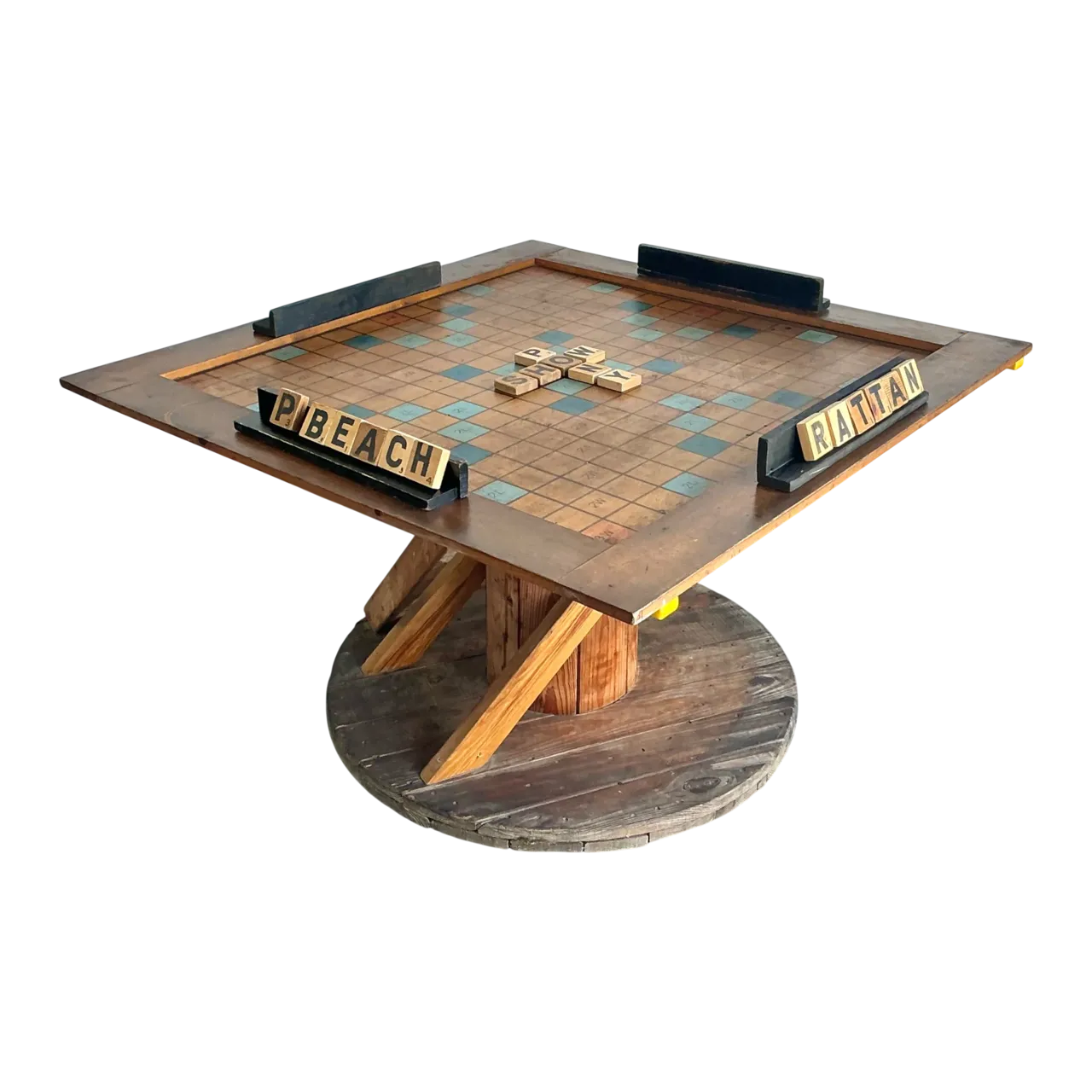 Vintage Monumental Wood Scrabble Board Game Table