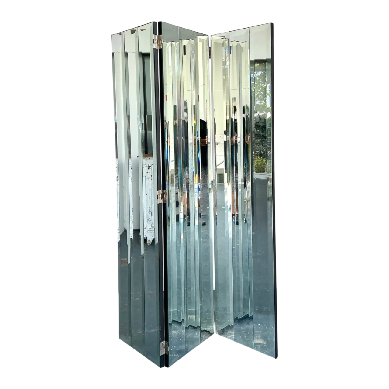 Vintage Beveled Mirrored Folding Screen