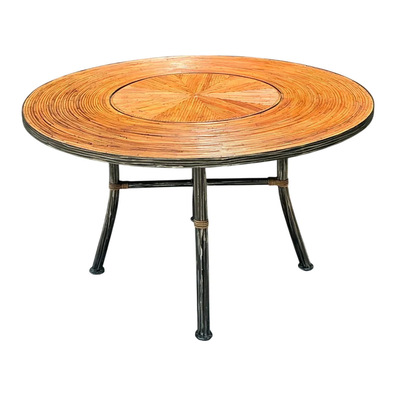 Vintage Pencil Reed and Metal Dining Table