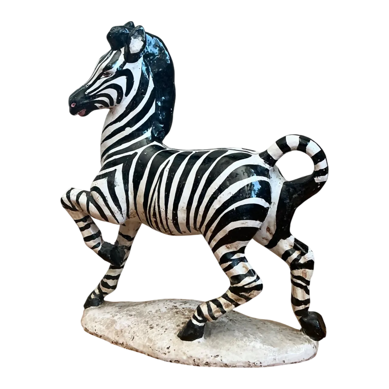 Vintage Italian Ceramic Zebra Sculpture