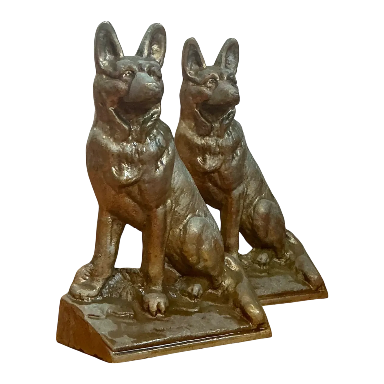 Vintage Bronze Dog Bookends - A Pair