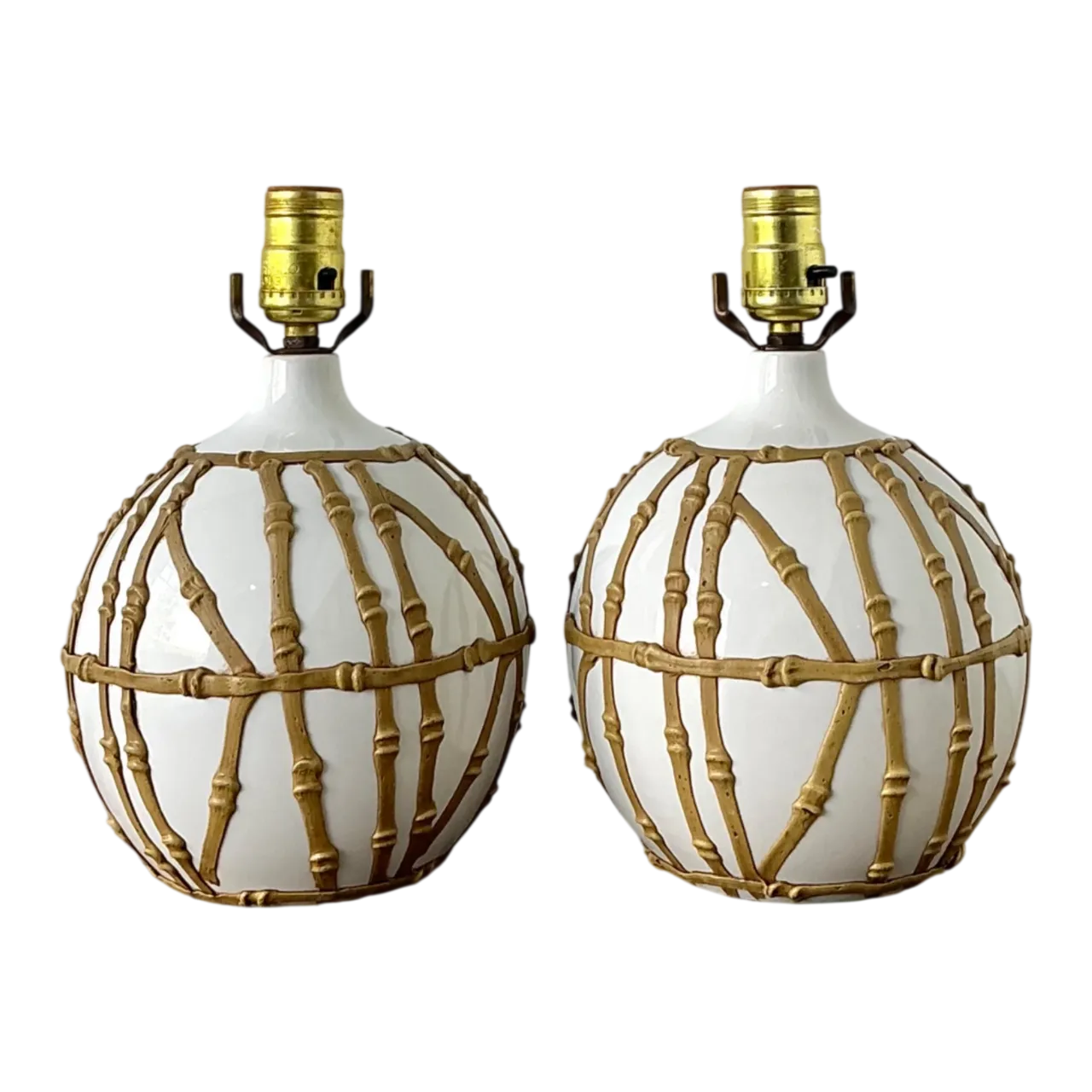 Vintage Glazed Ceramic Icing Lamps - A Pair