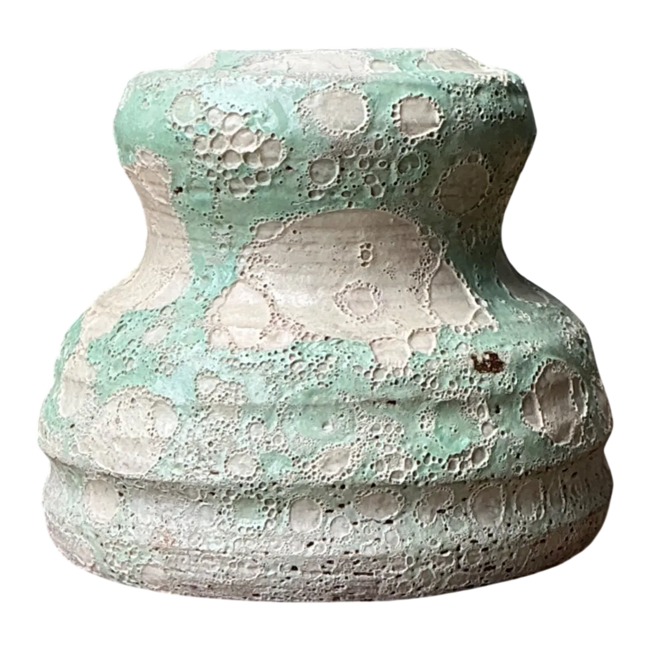 Vintage Textured Green Ceramic Vase