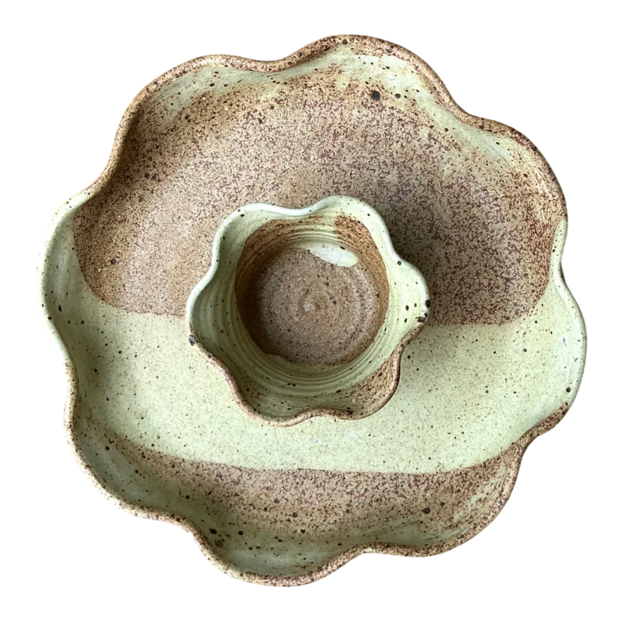 Vintage Studio Pottery Speckled Ceramic Appetizer Bowl