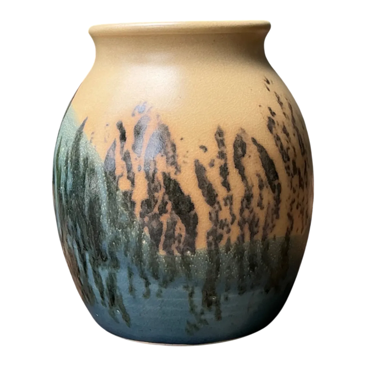Vintage Studio Pottery Glazed Ceramic Vase - Blue, 5W x 6H