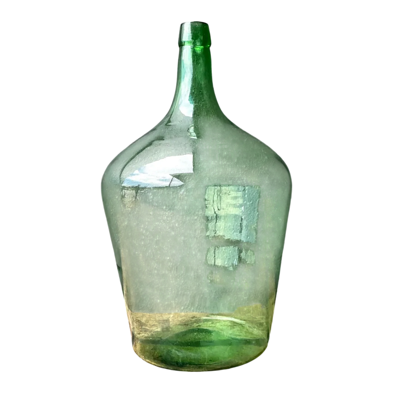 Vintage Green Glass Demijohn Bottle - Green, 11W x 19.25H