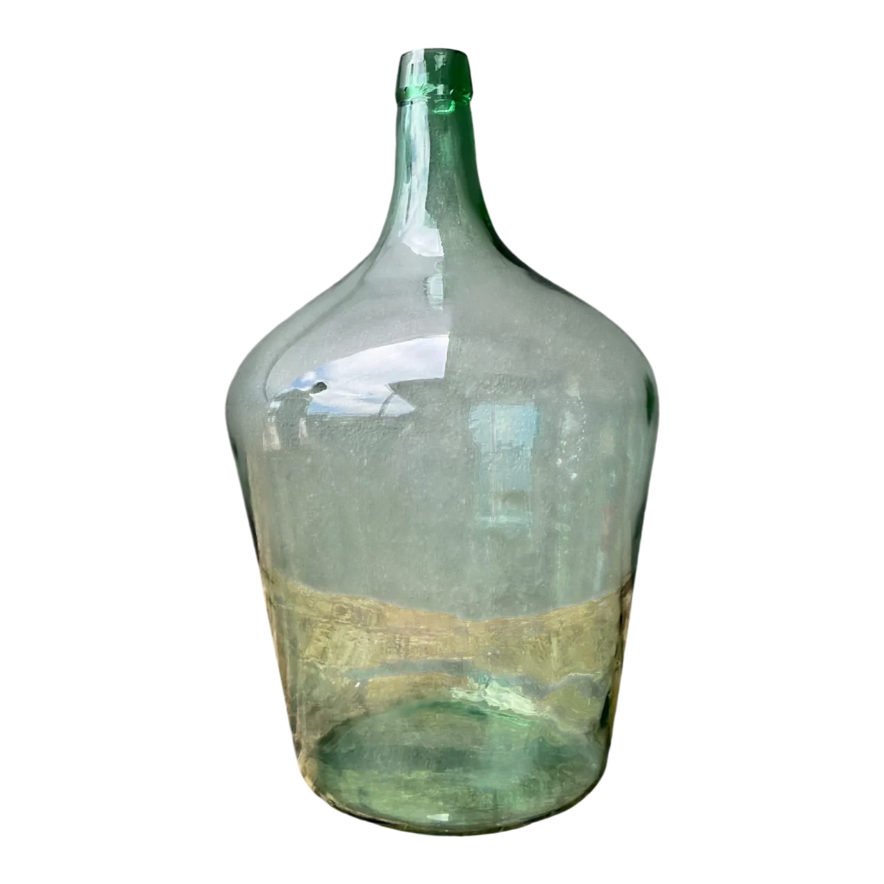 Vintage Green Glass Demijohn Bottle - Green, 11W x 18.75H