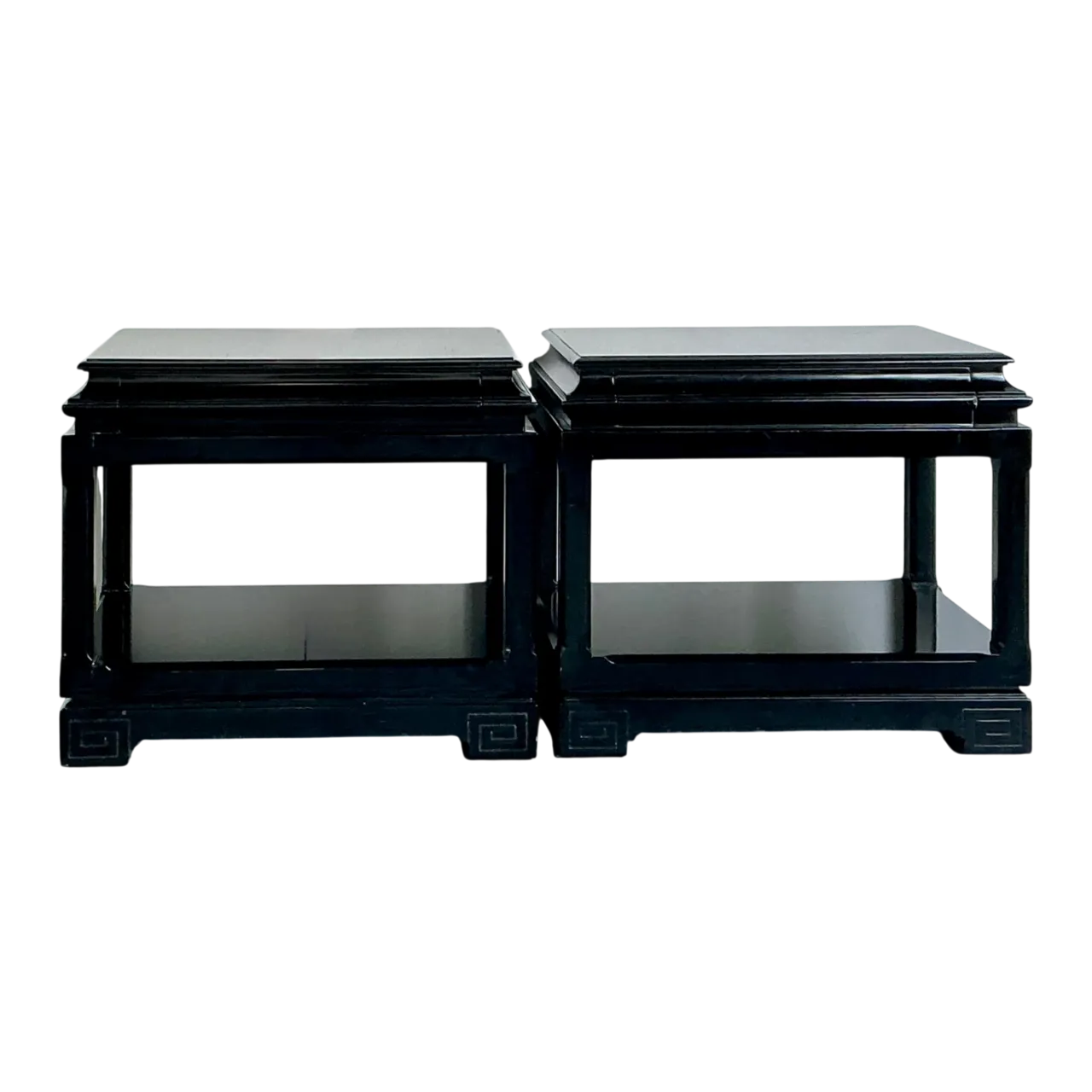 Vintage Ralph Lauren Chinoiserie Black Lacquered Side Tables - A Pair