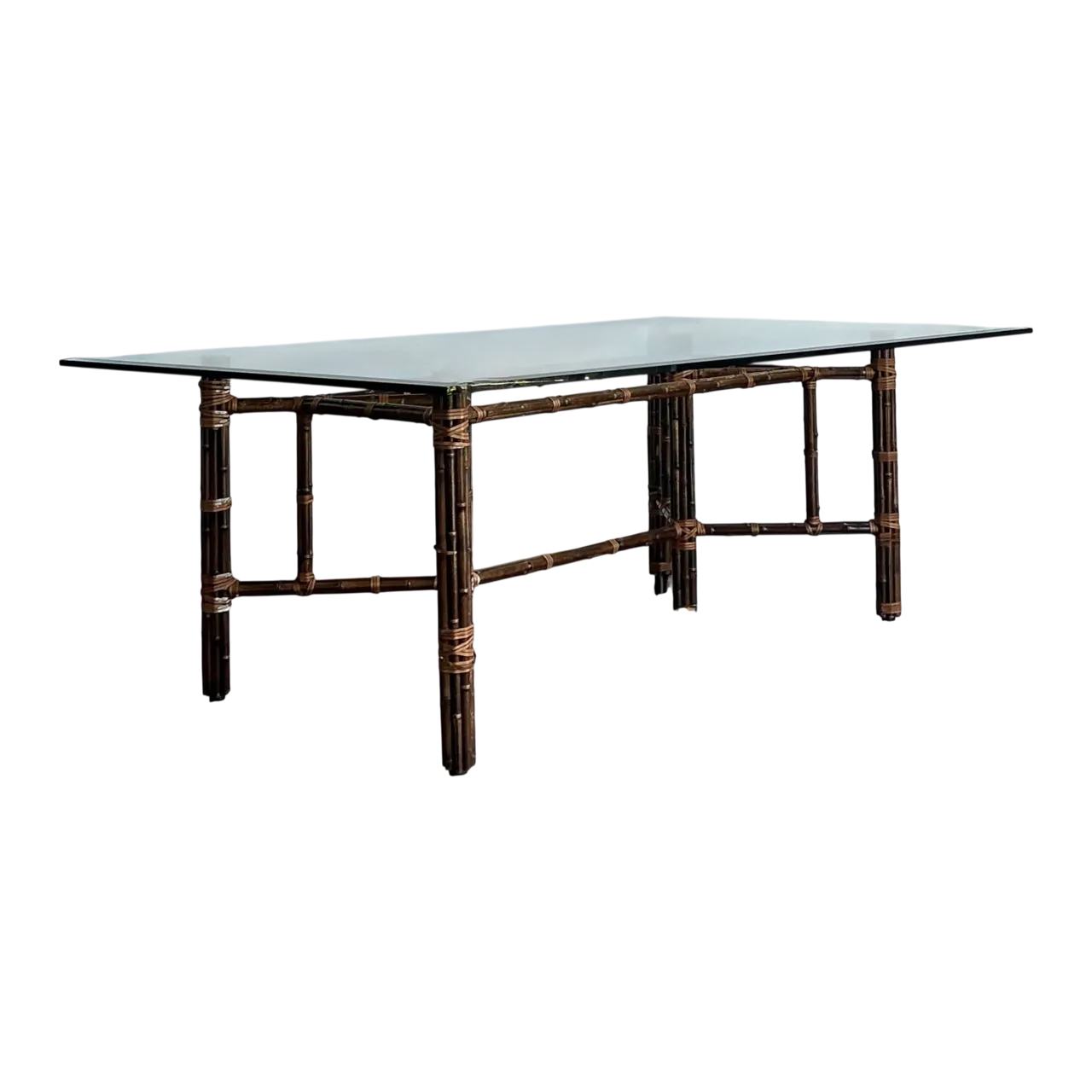 Vintage McGuire Rattan and Glass Dining Table