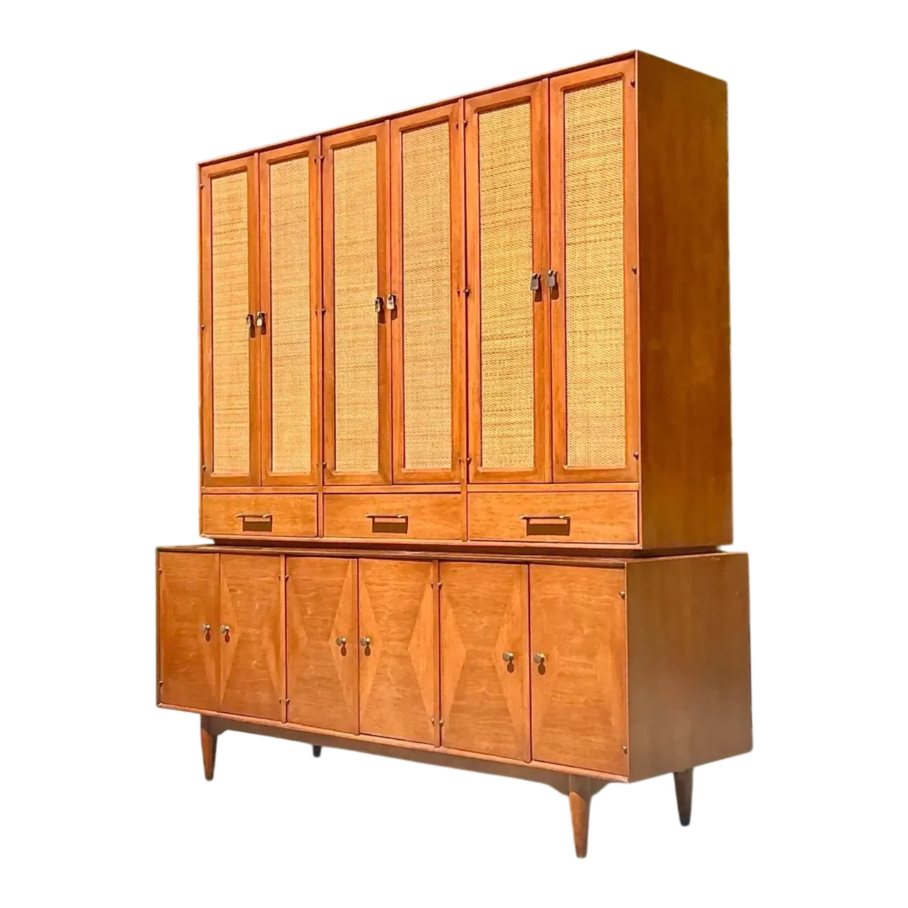 Vintage MCM Ramseur Seagrass China Cabinet