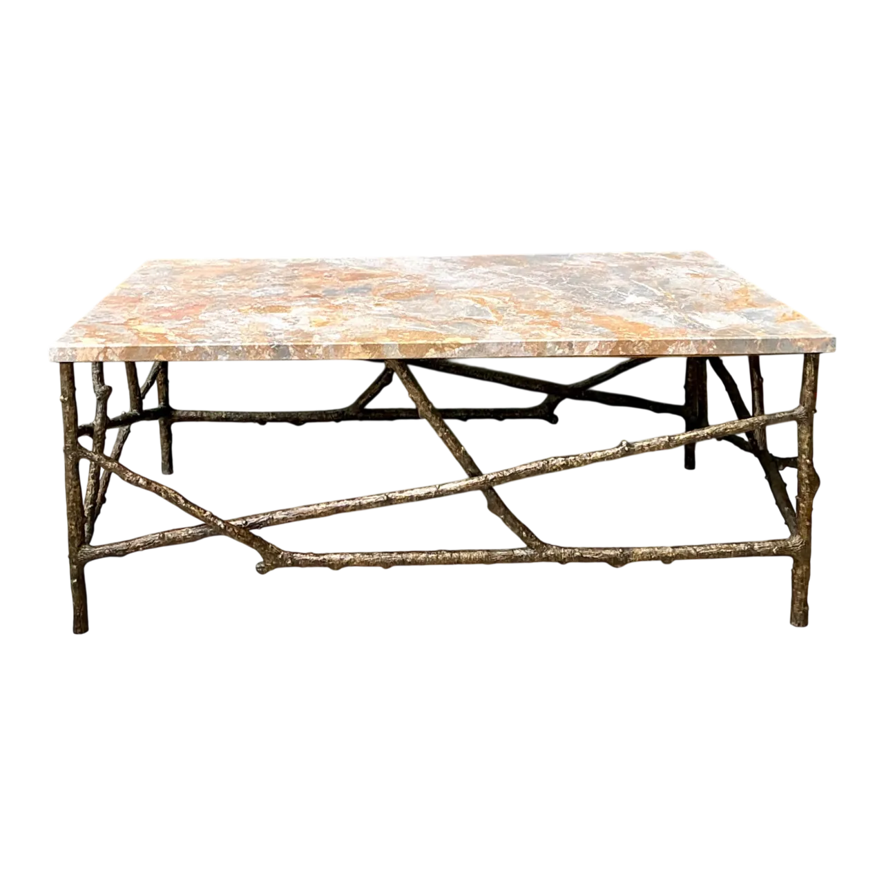 Vintage Faux Bois Marble Top Coffee Table